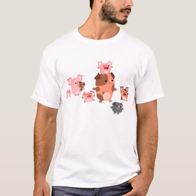 Cute Cartoon Pig Family Children T-Shirt (Front)
