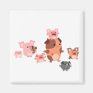 Cute Cartoon Pig Family Magnet