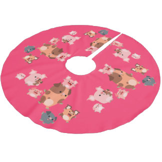Cute Cartoon Pig Family Tree Skirt