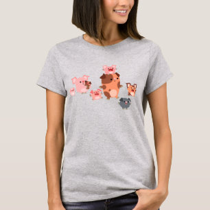 Cute Cartoon Pig Family Women T-Shirt