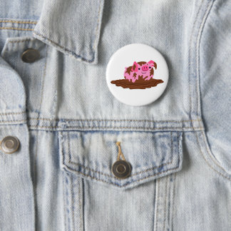 Cute Cartoon Pig in The Mud 6 Cm Round Badge