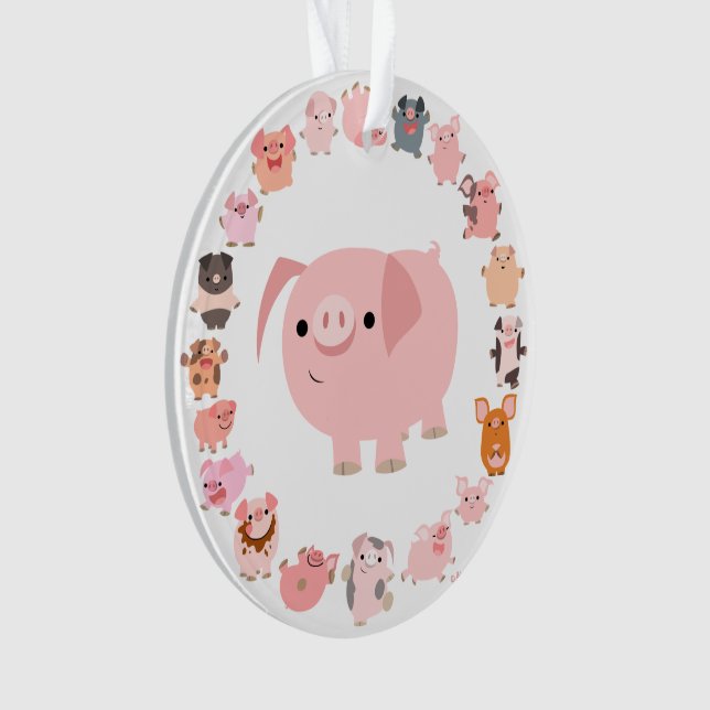Cute Cartoon Pig Mandala Acrylic Ornament (Front)