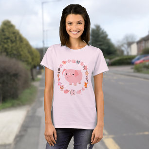 Cute Cartoon Pig Mandala Women's T-Shirt