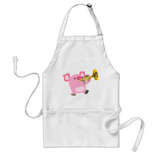 Cute Cartoon Pig Playing Trumpet Apron