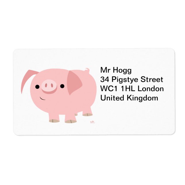 Cute Cartoon Pig Shipping Label (Front)