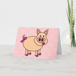Cute Cartoon Pig Thank You Card