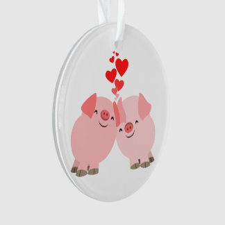 Cute Cartoon Pigs in Love Acrylic Ornament