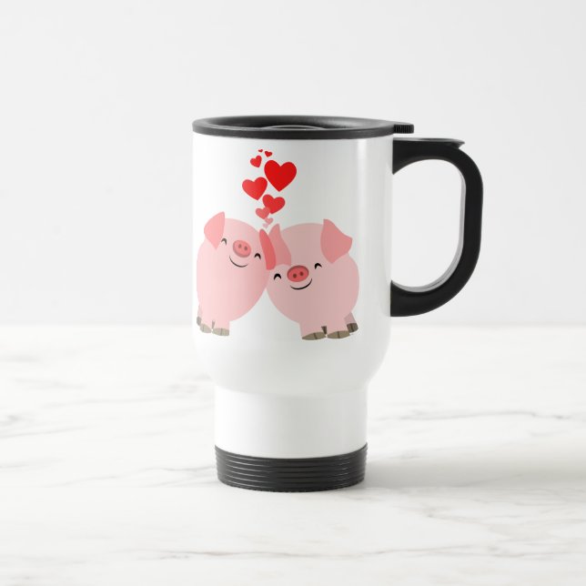 Cute Cartoon Pigs in Love Commuter Mug (Right)