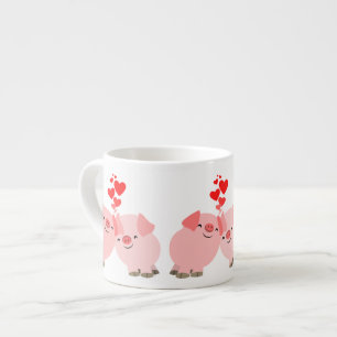 Cute Cartoon Pigs in Love Espresso Mug