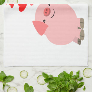 Cute Cartoon Pigs in Love Kitchen Towel