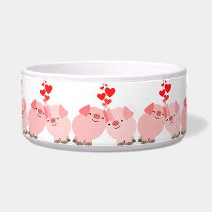 Cute Cartoon Pigs in Love Pet Bowl