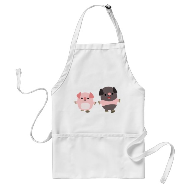 Cute Cartoon Pigs On a Walk Apron (Front)