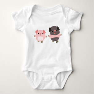 Cute Cartoon Pigs On a Walk Baby Apparel Bodysuit