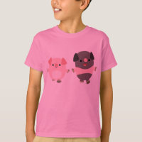 Cute Cartoon Pigs On a Walk Children T-Shirt