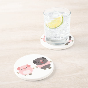 Cute Cartoon Pigs On a Walk Coaster