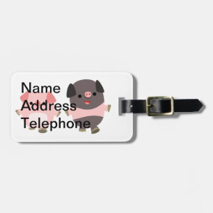 Cute Cartoon Pigs On a Walk Luggage Tag