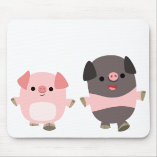 Cute Cartoon Pigs On a Walk Mousepad