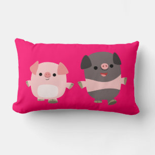 Cute Cartoon Pigs On a Walk Pillow