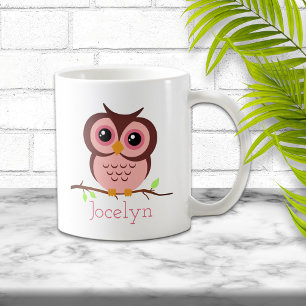 Cute Cartoon Pink Owl Coffee Mug