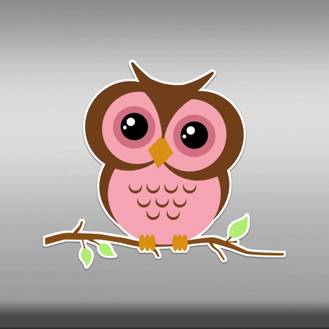 Cute Cartoon Pink Owl Vinyl Sticker (Creator Uploaded)