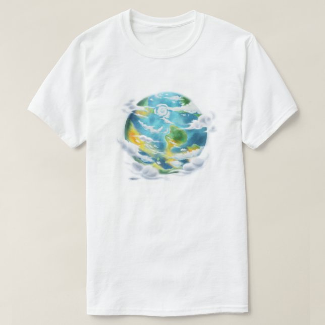 Cute Cartoon Planet Earth Eco-Friendly T-Shirt (Design Front)