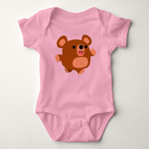 Cute Cartoon Playful Bear Baby Apparel Bodysuit