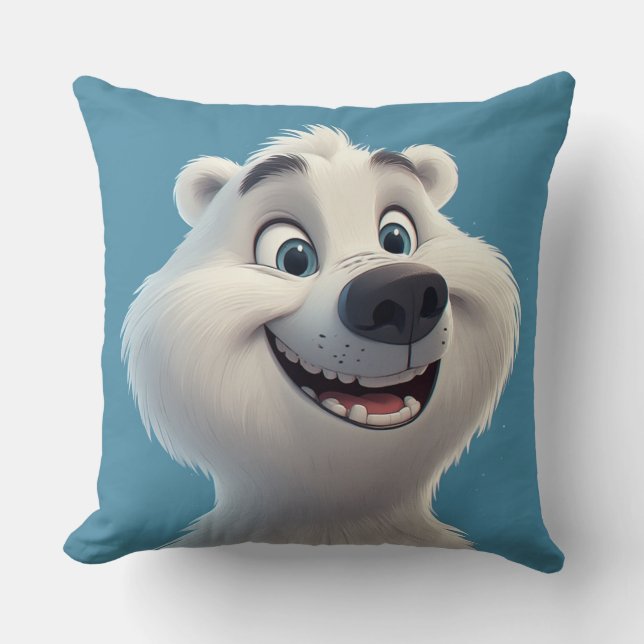Cute Cartoon Polar Bear Character  Cushion (Front)