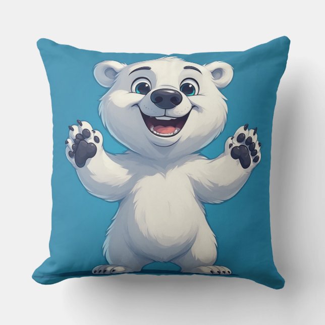 Cute Cartoon Polar Bear Character  Cushion (Front)