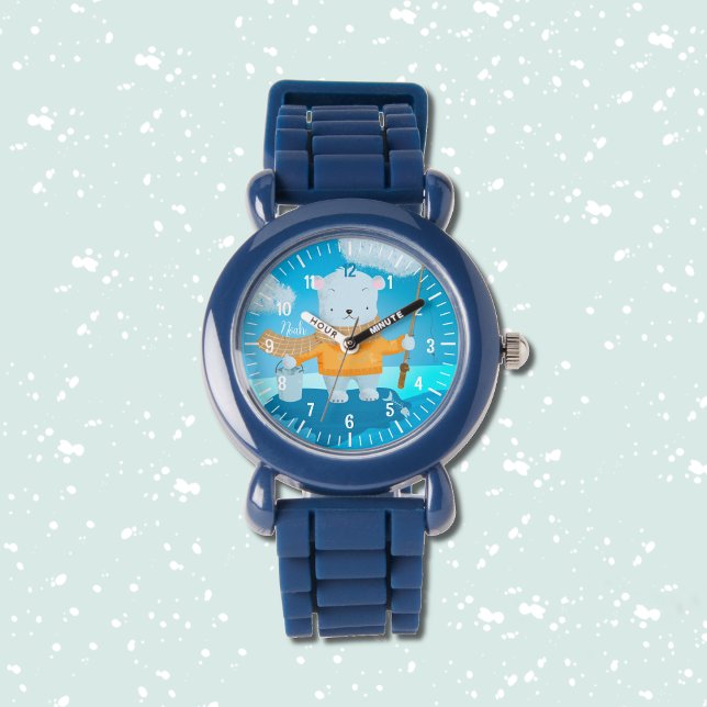 Cute cartoon polar bear kid personalised watch (Creator Uploaded)