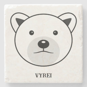 Cute Cartoon Polar Bear Stone Coaster