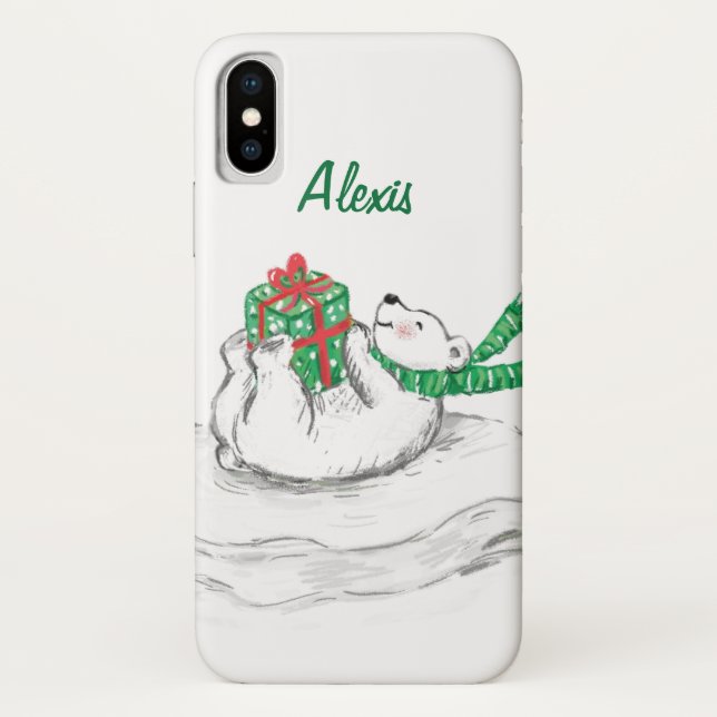 Cute Cartoon Polar Bear with Christmas Presents Case-Mate iPhone Case (Back)