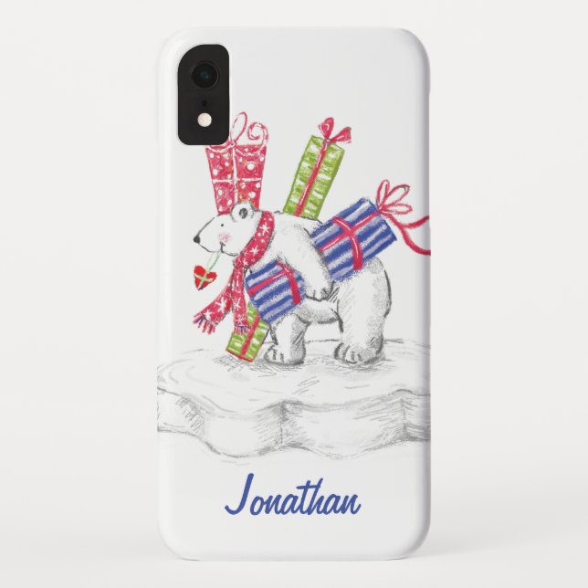 Cute Cartoon Polar Bear with Christmas Presents Case-Mate iPhone Case (Back)