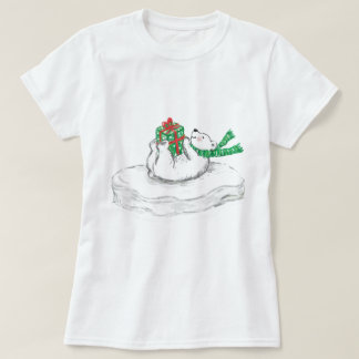 Cute Cartoon Polar Bear with Christmas Presents T-Shirt