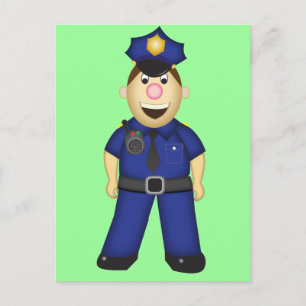 Cute Cartoon Police Officer Postcard