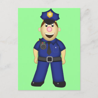 Cute Cartoon Police Officer Postcard