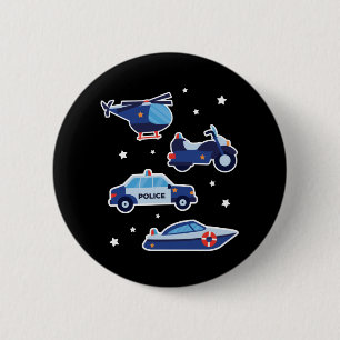 Cute Cartoon Police Vehicles 6 Cm Round Badge