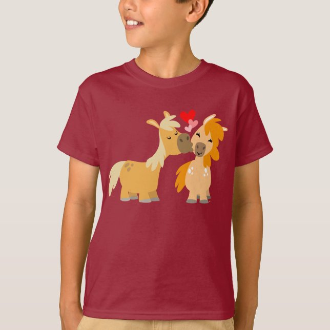 Cute Cartoon Ponies in Love Children T-shirt (Front)