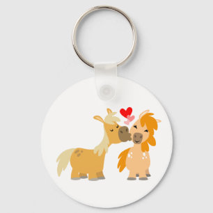 Cute Cartoon Ponies in Love Key Ring