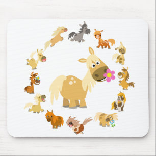 Cute Cartoon Ponies Mandala Mousepad