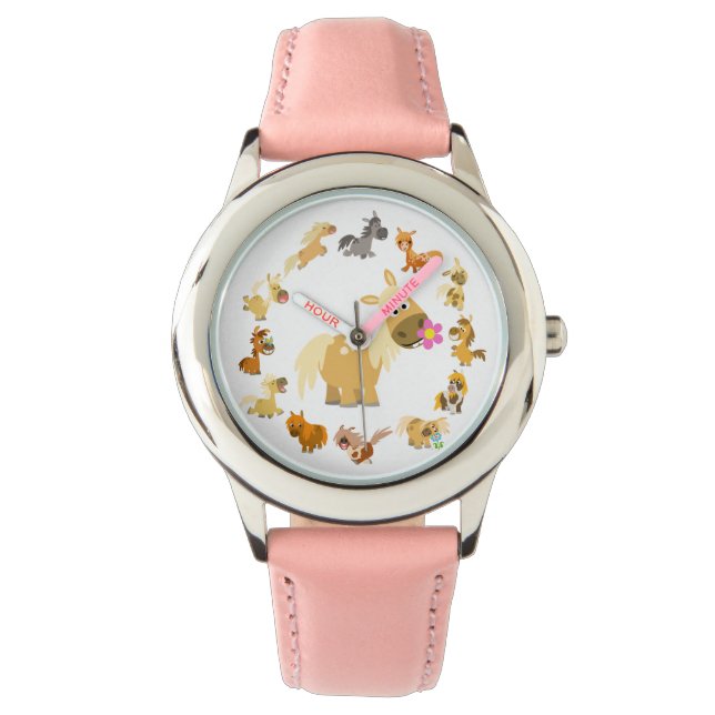 Cute Cartoon Ponies Mandala Watch (Front)