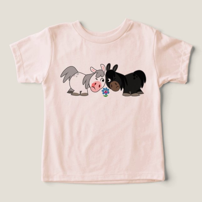 Cute Cartoon Ponies Standoff  Baby T-Shirt (Design Front)