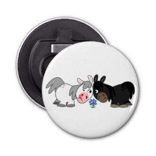 Cute Cartoon Ponies Standoff Button Bottle Opener