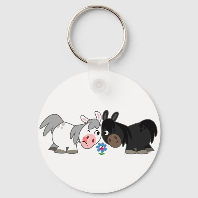 Cute Cartoon Ponies Standoff Keychain (Front)