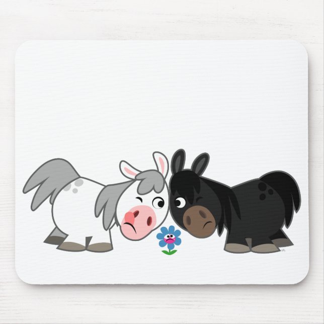 Cute Cartoon Ponies Standoff  Mousepad (Front)