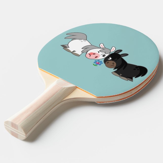 Cute Cartoon Ponies Standoff Ping Pong Paddle (Front Angle)