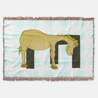 Cute Cartoon Pony Monogram E Throw Blanket