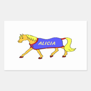 Cute Cartoon Pony Name Rectangular Sticker