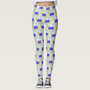 Cute Cartoon Pony with Red and Blue Blanket Leggings