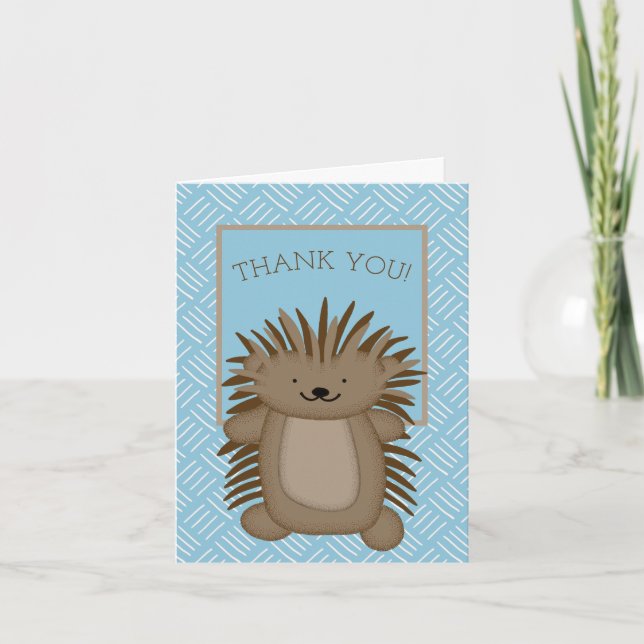 Cute Cartoon Porcupine Kids Thank You Card (Front)