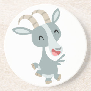 Cute Cartoon Prancing Goat Coaster